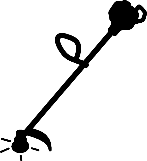 Drawing of a string trimmer held on a diagonal.